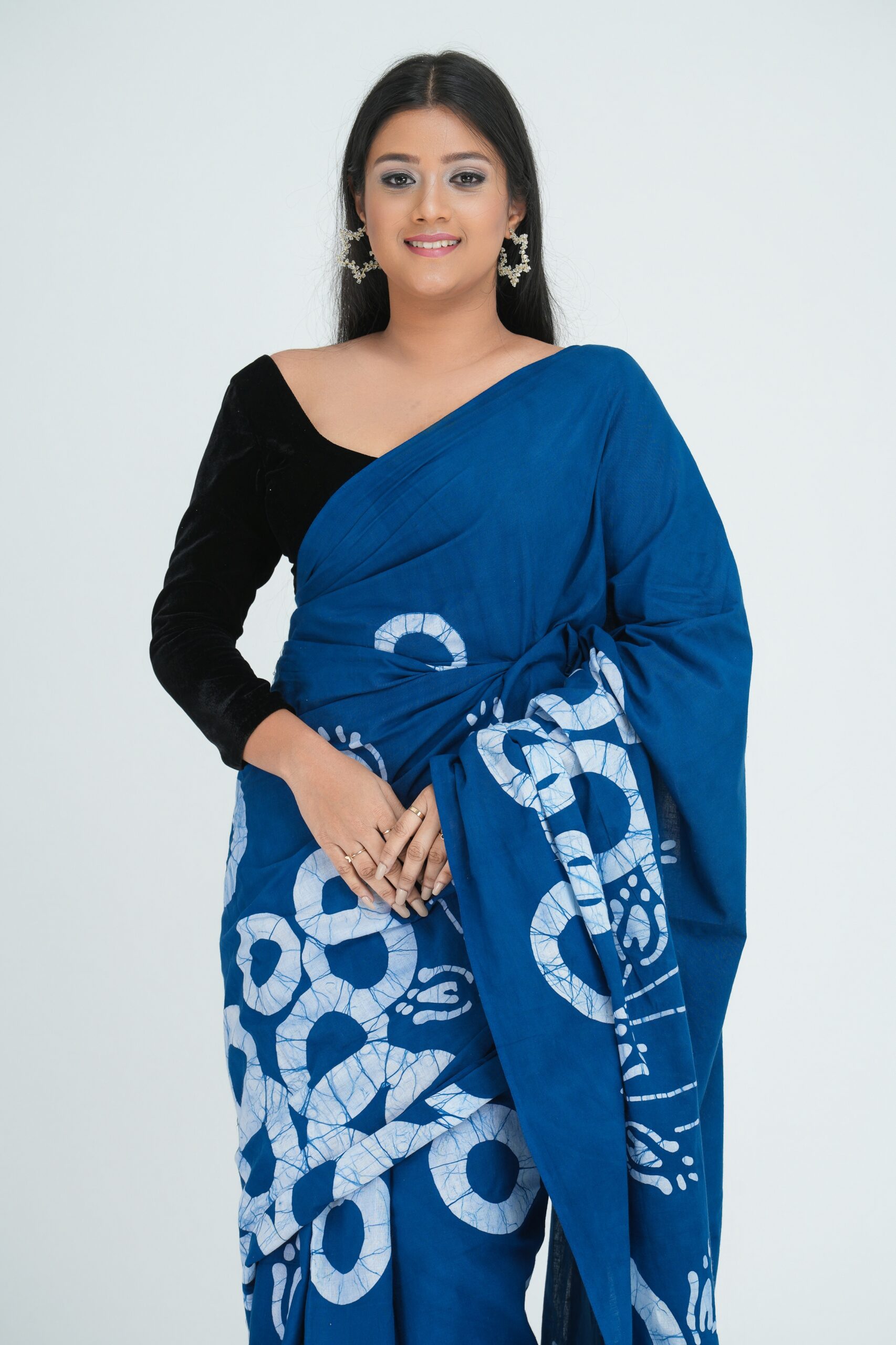 Cotton Batik Collection (Signal Blue) Saree