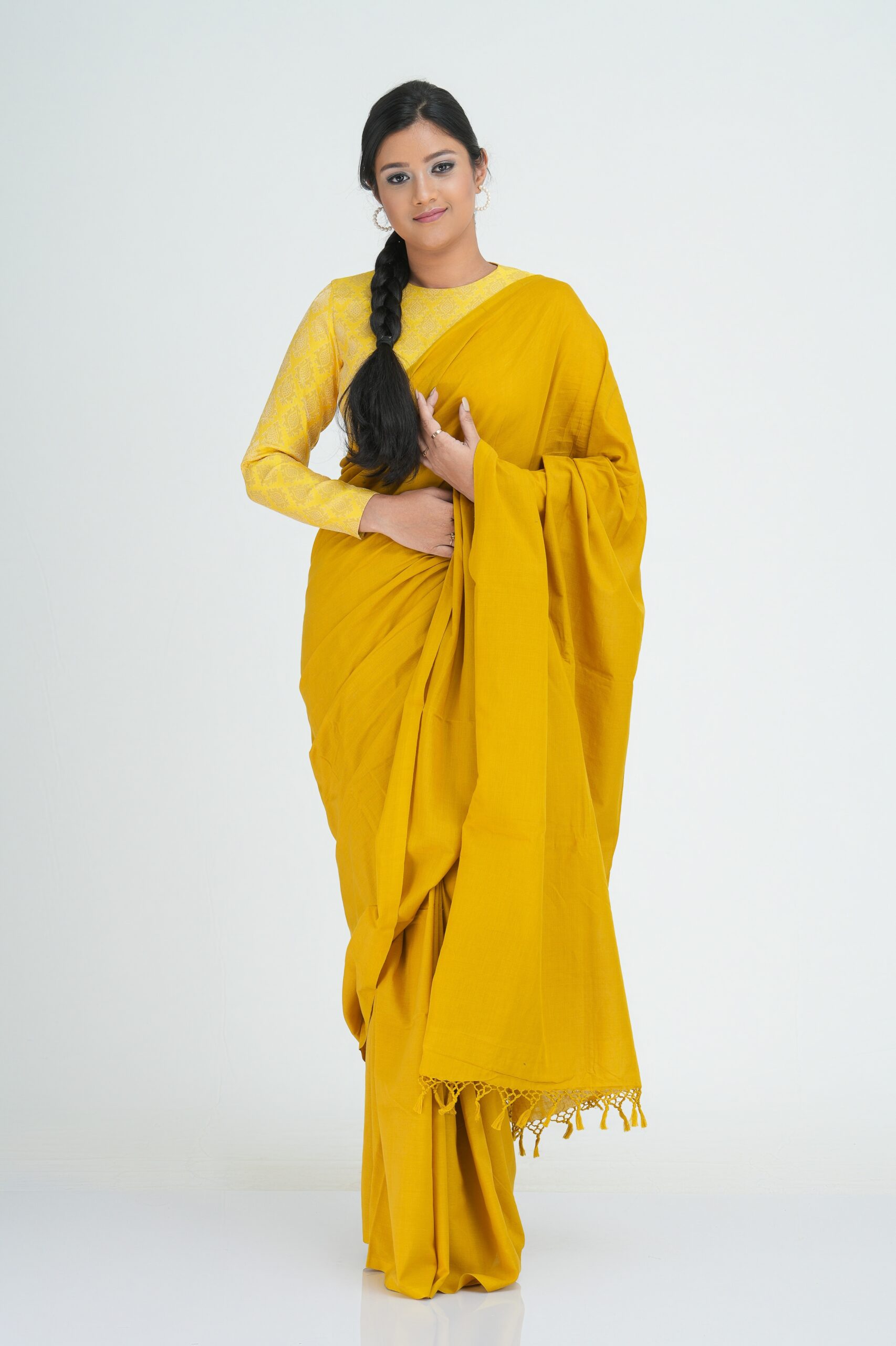 L/H Charm Cotton (Golden Yellow) Saree