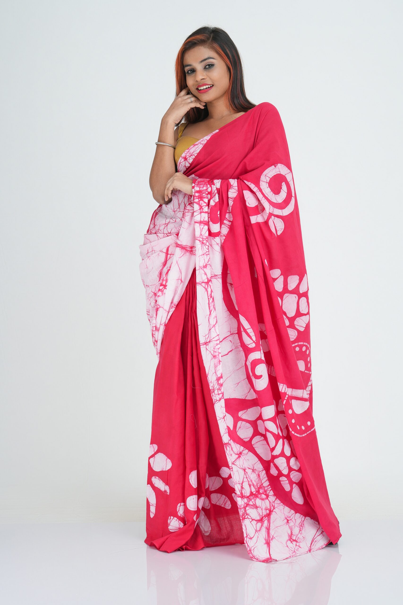 Cotton Batik Collection (Radical Red) Saree