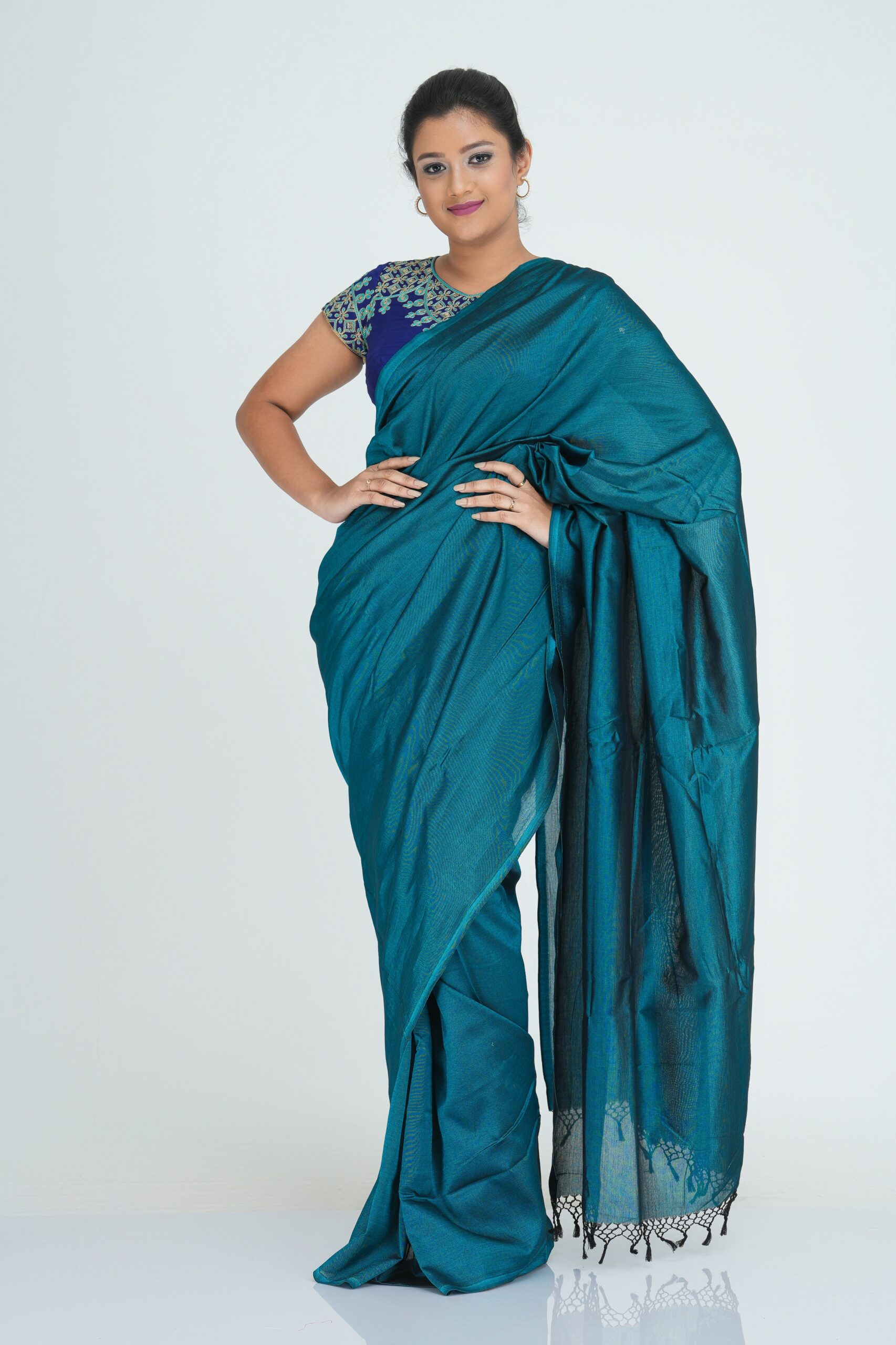 Super Rayon Saree (Pearl Gentian Blue)